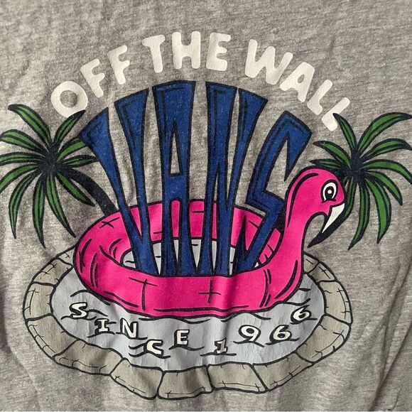 Vans Pool Party Flamingo Short Sleeve Gray Tee Shirt Youth XL (14+) - Picture 3 of 4